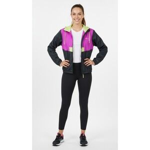 Vintage Columbia Flashback Windbreaker Jacket Womens S Pink Black 90s Retro Rain